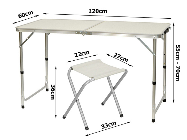 Tourist table set folding camping table large 4 chairs suitcase