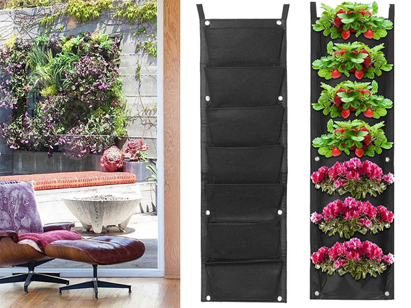 Vertical plant bag hanging felt 7 pockets for seedlings decoration