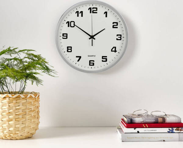 Wall clock large non-touching silent 25 cm round second hand