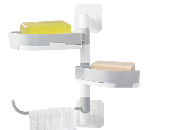 Wall-mounted soap dish towel rail with suction cups