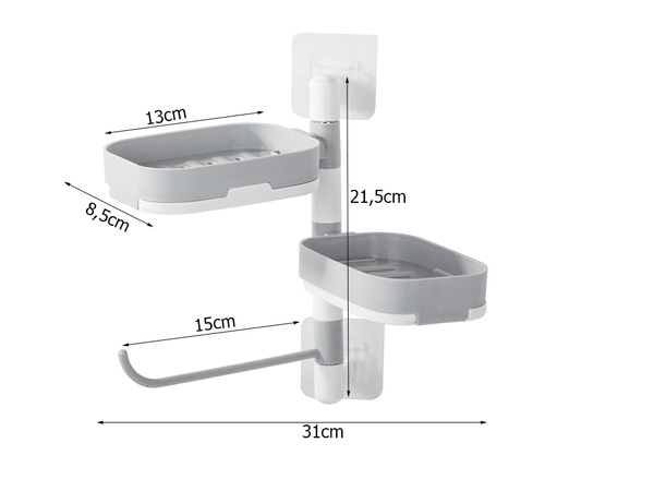 Wall-mounted soap dish towel rail with suction cups