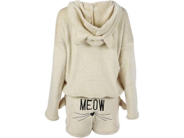 Warm women's pyjamas two-piece with hood soft plush short m