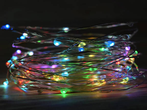 Wire lights 100 leds with batteries 10m multicolour