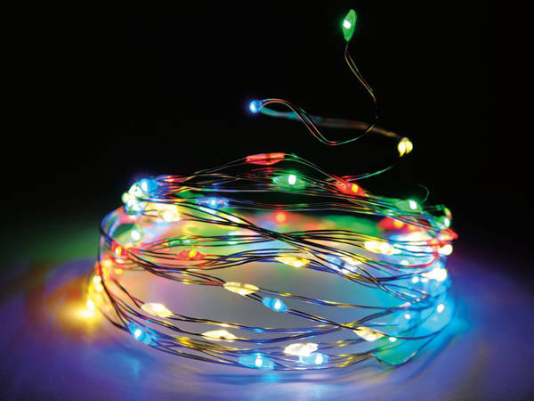 Wire lights 100 leds with batteries 10m multicolour