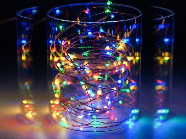 Wire lights 100 leds with batteries 10m multicolour