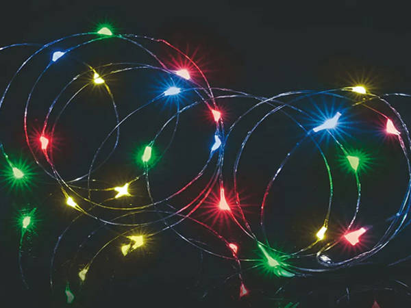 Wire lights 100 leds with batteries 10m multicolour