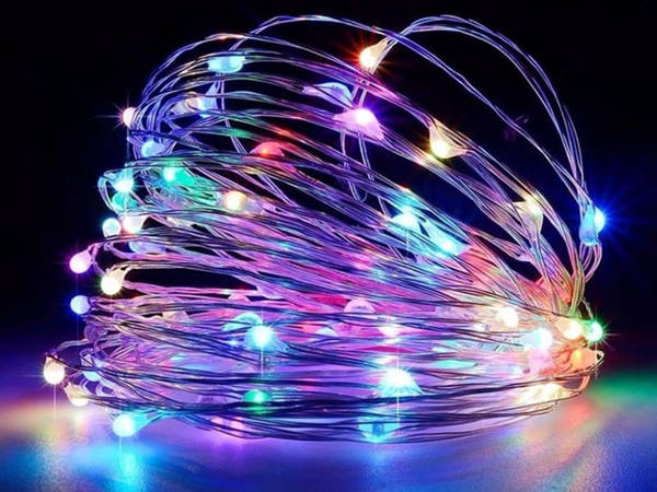 Wire lights 100 leds with batteries 10m multicolour