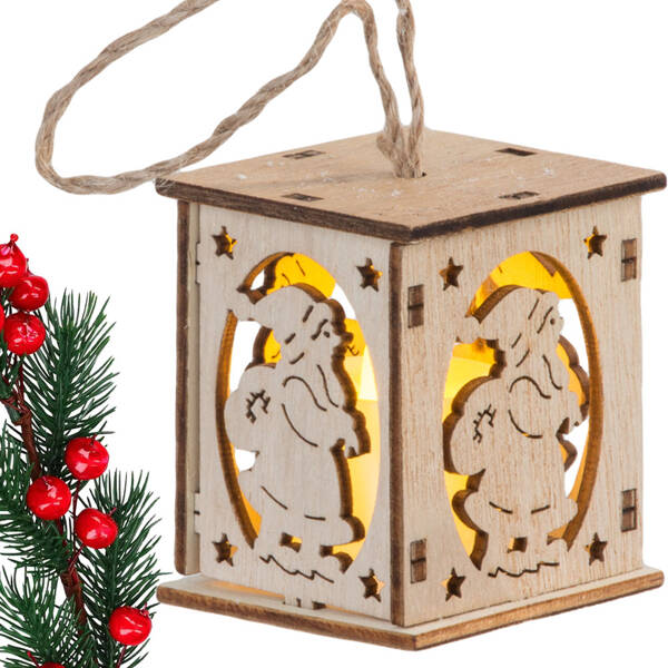 Wooden hanging christmas tree lantern lighting christmas decoration mickey