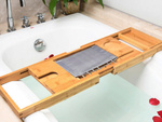 Bath shelf adjustable large bamboo spa overlay