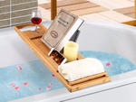 Bath shelf adjustable large bamboo spa overlay