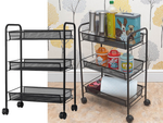 Bathroom shelf kitchen cabinet on wheels metal rack three levels 3