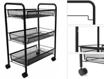 Bathroom shelf kitchen cabinet on wheels metal rack three levels 3