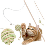 Cat toy fishing rod ball rattle play toy