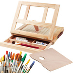 Desk easel wooden case with drawer tilt adjustment