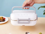 Electric lunchbox heated container for work truck lunches