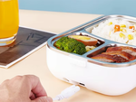 Electric lunchbox heated container for work truck lunches