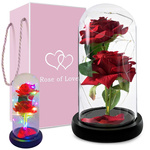 Everlasting rose in glass luminous led rgb gift for occasion for women red