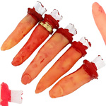 Fake severed fingers halloween decoration 5 rubber stitched fingers