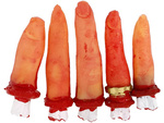 Fake severed fingers halloween decoration 5 rubber stitched fingers