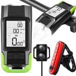 Front rear led bicycle lamp wireless counter loud horn 3in1