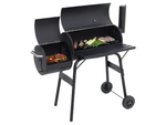 Garden grill large charcoal barrel bbq smoker with lid grate shelf wheels