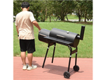 Garden grill large charcoal barrel bbq smoker with lid grate shelf wheels