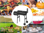 Garden grill large charcoal barrel bbq smoker with lid grate shelf wheels