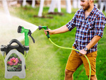 Garden waterring hose on a stand with a coiled spray gun 10m