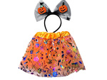 Halloween dress up costume tutu skirt pumpkin headband bow glowing