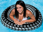 Large 70cm inflatable wheel for an adult child to swim in the pool water