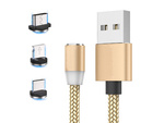 Magnetic charging cable 3w1 micro typ-c usb lightning 1m