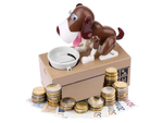 Piggy bank dog eats coins interactive vending machine safe deposit box large