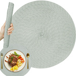 Round placemat for kitchen table plaited table mat grey