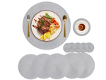 Round placemat for kitchen table plaited table mat grey