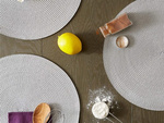 Round placemat for kitchen table plaited table mat grey