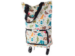 Shopping bag trolley with shoulder wheels foldable