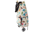 Shopping bag trolley with shoulder wheels foldable