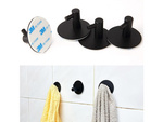 Single hook round towel rail self adhesive black steel