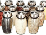 Spice organiser rotary glass containers 6 pieces spice salt