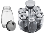 Spice organiser rotary glass containers 6 pieces spice salt