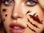 Tattoos halloween fake realistic washable temporary disguise blood