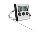 Thermometer with thermoprobe for cooking smokehouse meat