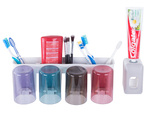 Toothbrush organiser cups toothpaste dispenser