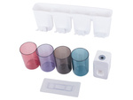 Toothbrush organiser cups toothpaste dispenser