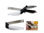 Vegetable, meat and fruit kitchen scissors with board