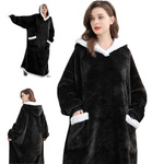 Warm sweatshirt blanket large oversize thick soft hooded dressing gown long xxl