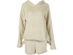 Warm women's pyjamas two-piece with hood soft plush short m