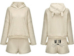 Warm women's pyjamas two-piece with hood soft plush short m