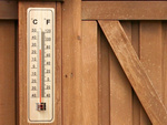 Wooden house thermometer outdoor indoor