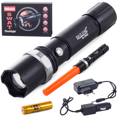 Bailong taktikaline led-torch zoom xp-e aku xp-e laetav aku